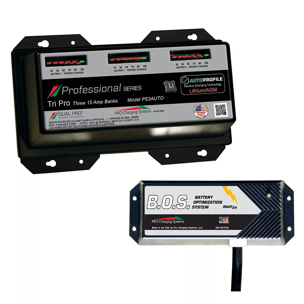 Dual Pro PS3 Auto 3 Bank Battery Charger w /2 Bank B.O.S. [PS3AUTO /BOS12V2]