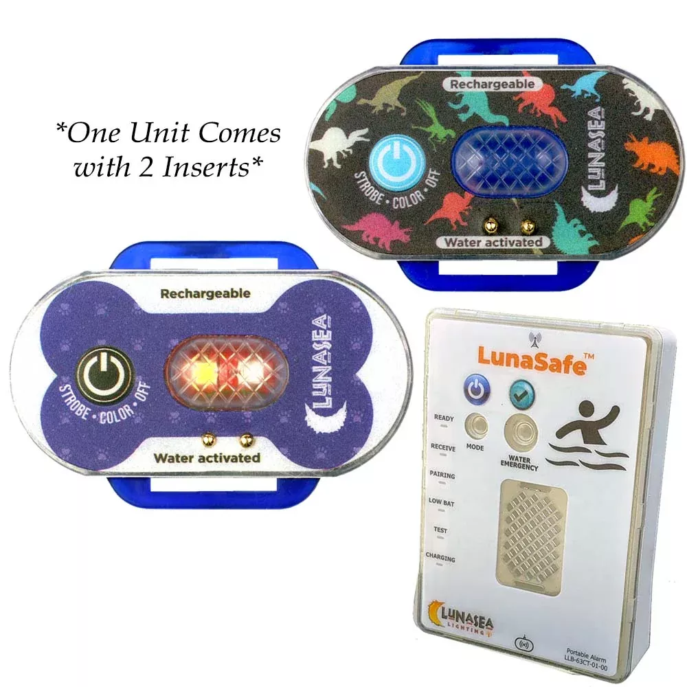 Lunasea Child/Pet Safety Water Activated Strobe Light w/RF TransmitterPortable Audio/Visual Receiver - Blue Case